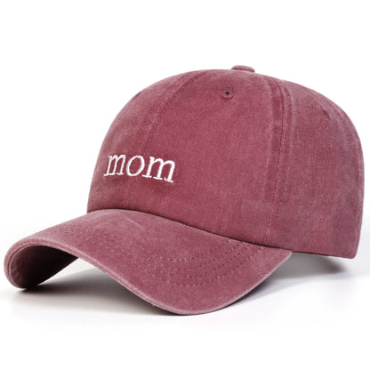 Unisex Mom Dad Letter Embroidery Washed Baseball Cap Spring Autumn