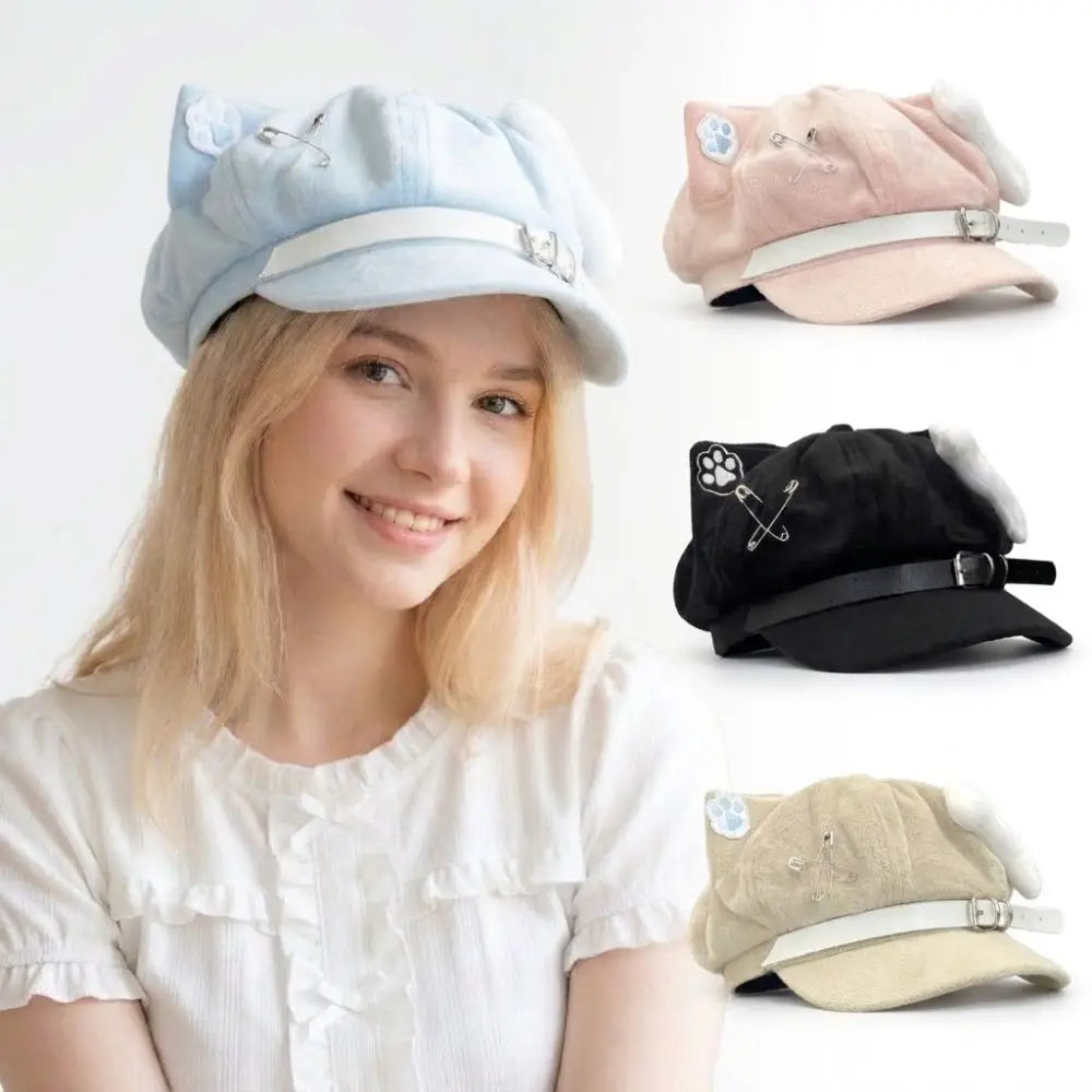 2026 Cute Cat Ears Women's Beret Anime Cat