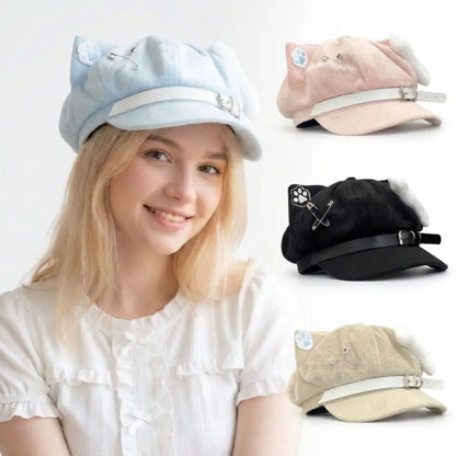 2026 Cute Cat Ears Women's Beret Anime Cat