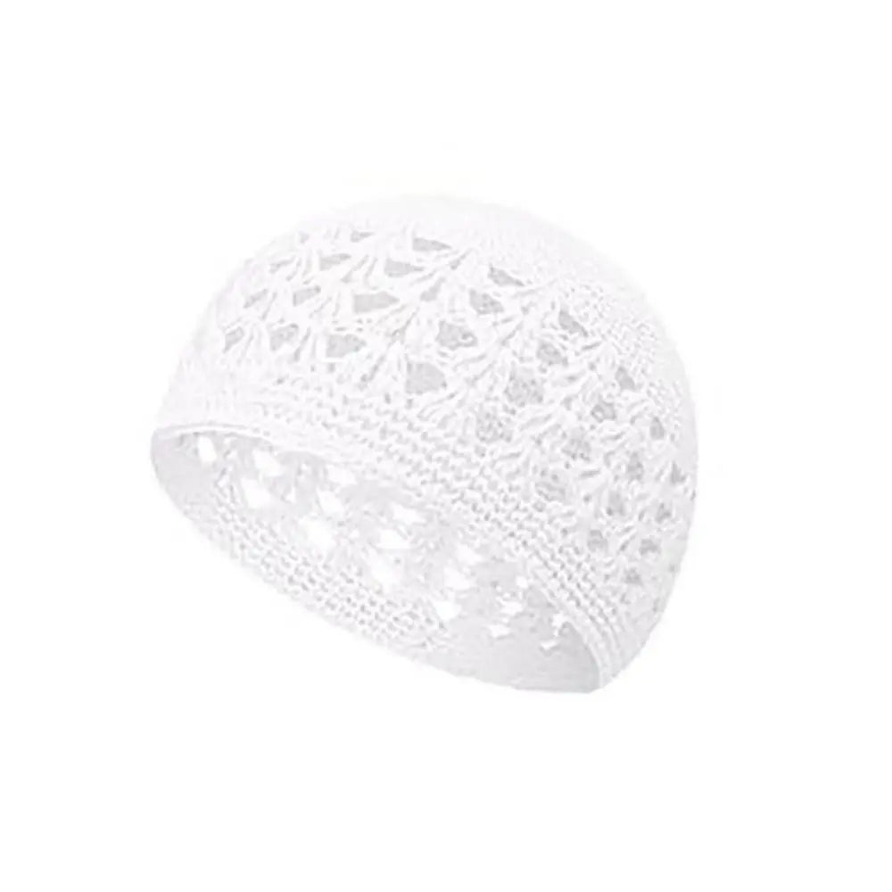 Solid Color Crochet Beanie Hats Unisex Stretchy Handmade Cotton Skull Cap