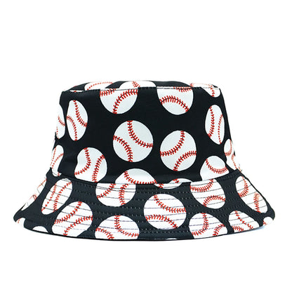 Baseball Printing Pattern Bucket Hat Balls Fisherman Hats Double Sides Panama Cap Caps For Men And Woman