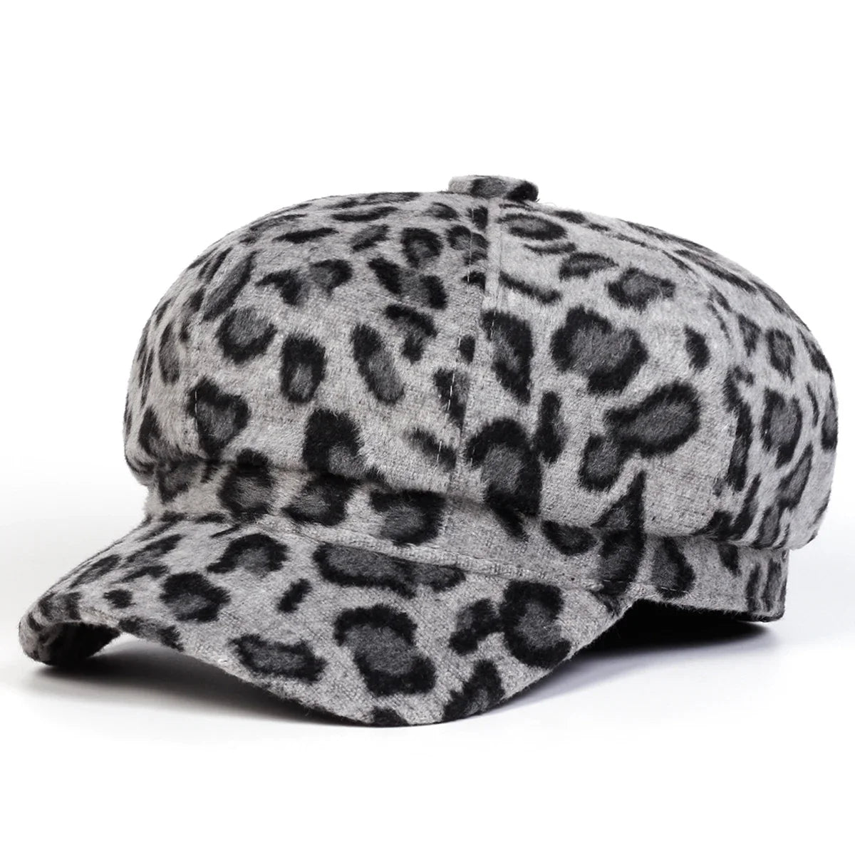 Unisex Plush Leopard Print Personality Newsboy Hat Spring Autumn
