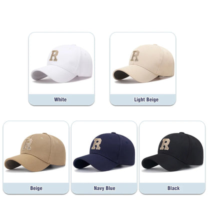 New High Quality R Letter  Gold Thread 3D Embroidery Adjustable Elastic Pineapple Cloth Baseball Cap Sun Hat