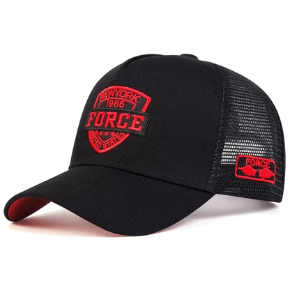 Unisex Force Letter Embroidery Baseball Net Caps Casual Hats Spring and Summer