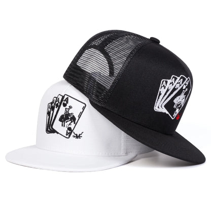 Unisex Poker A Embroidery Hip-hop Hats Spring Autumn Outdoor Adjustable Casual Sunscreen Hat Cap