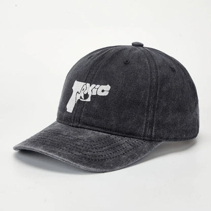 Graffiti Letter Graphic Washed Canvas Baseball Cap Vintage Adjustable Sun Hat