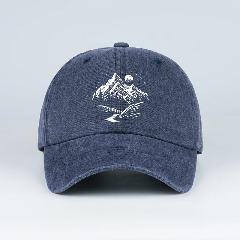Mountain Landscape Washed Baseball Cap