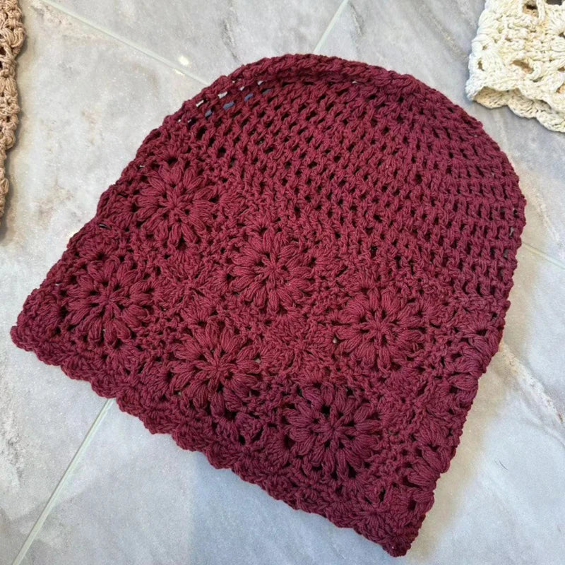 Handmade Crochet Hollow Head Japan Knit Cap Spring Summer