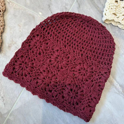 Handmade Crochet Hollow Head Japan Knit Cap Spring Summer