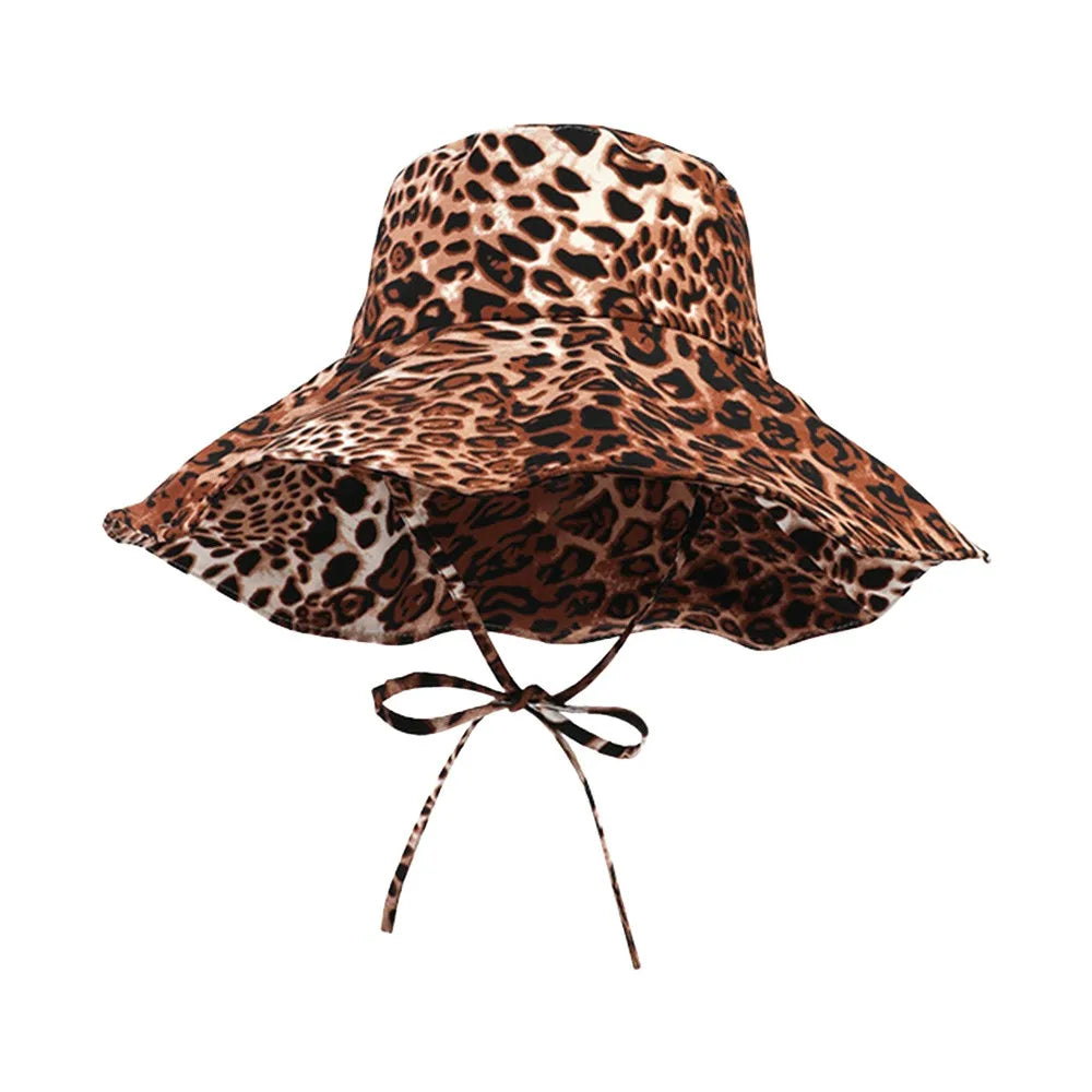 Black Dot Bucket Hats Leopard Print UV Protection Fisherman's Hat