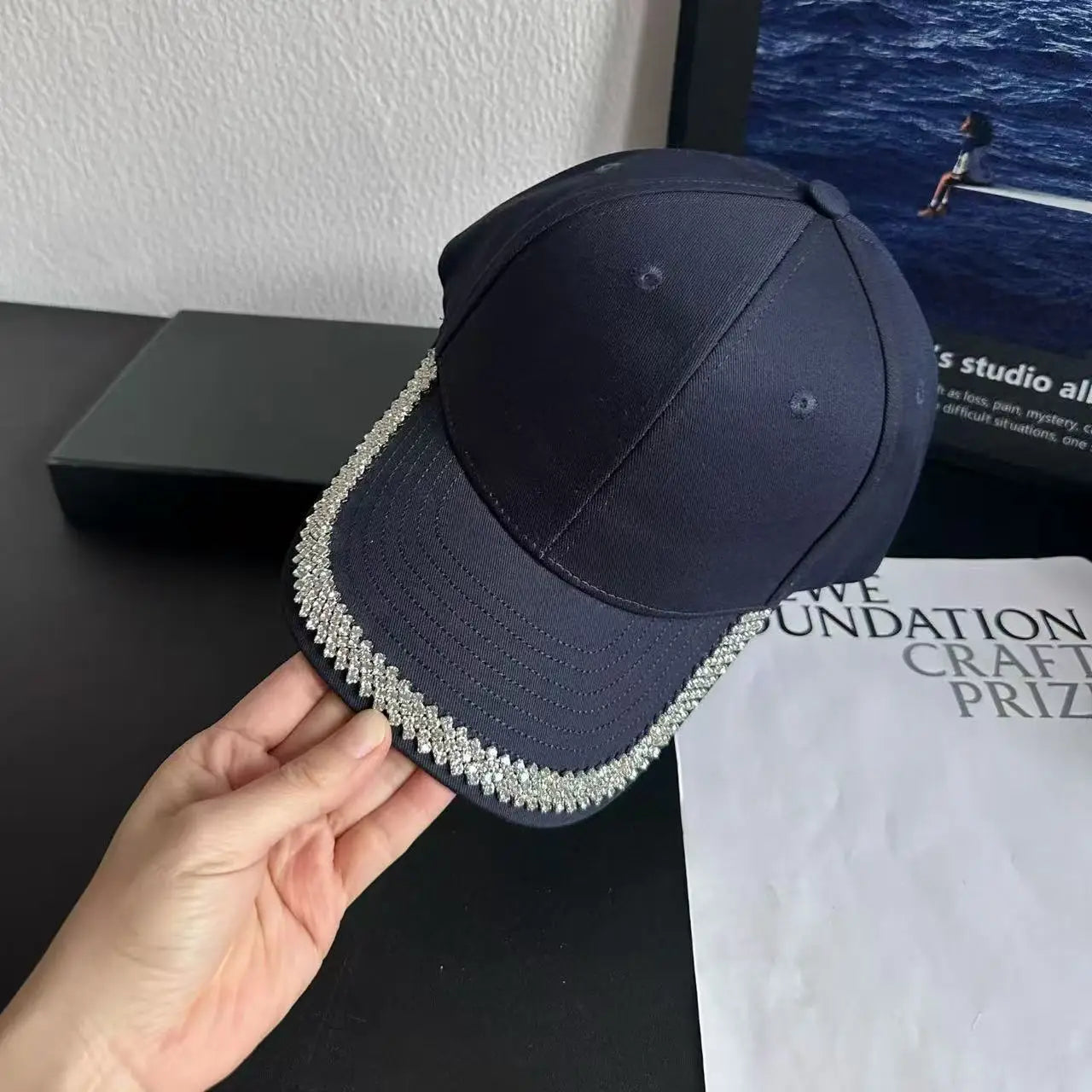 Trendy Women's Rhinestone-Embellished Baseball Cap Spring/Summer