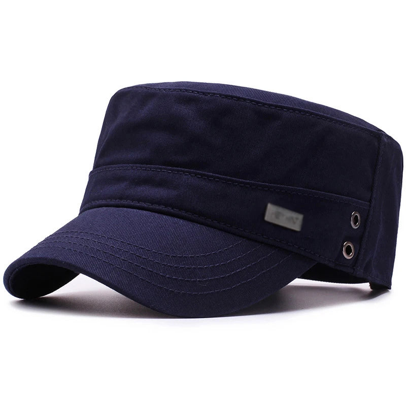 Four Seasons Flat Top Hat Men Simple Cotton Peaked Hat