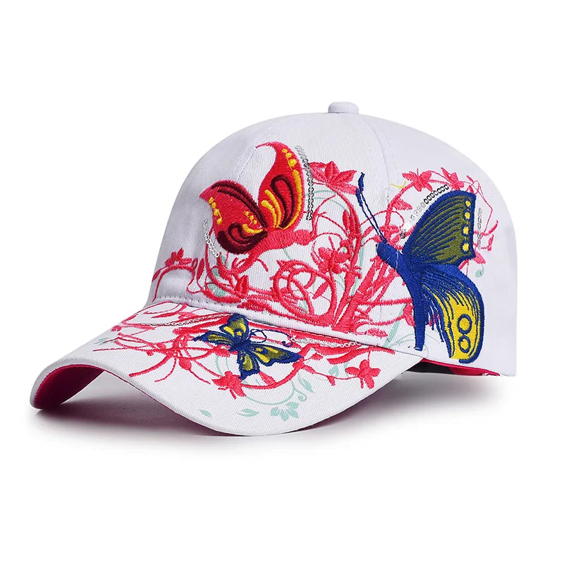 Baseball Cap Women Embroidered Flower Baseball Hat Spring Summer
