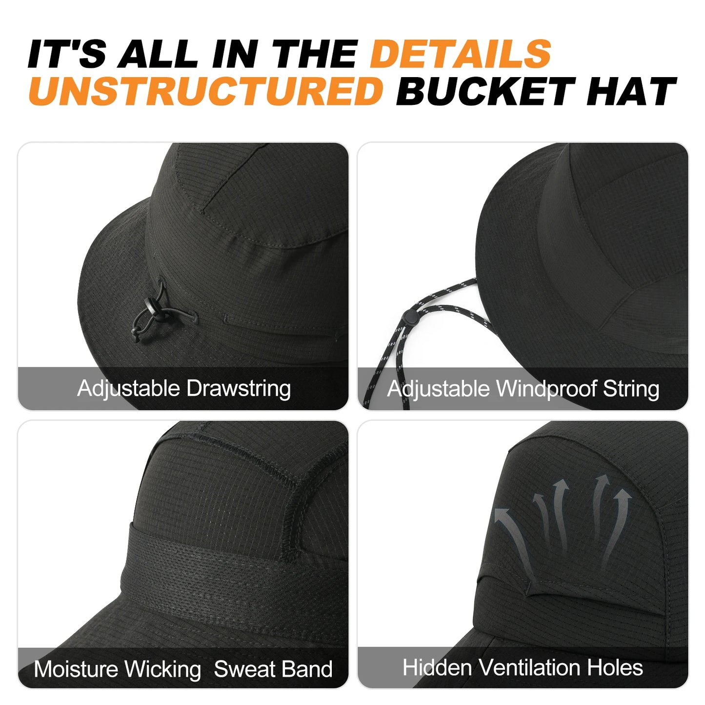 Bucket Hat Lightweight Outdoor Cap Packable Spring Summer Beach Travel Hat