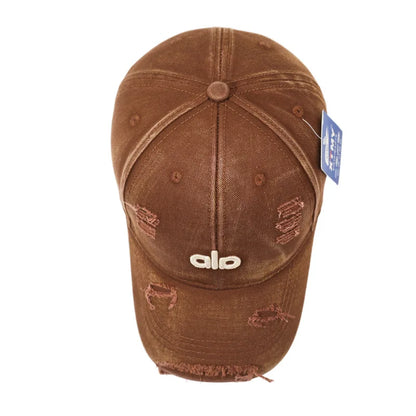 Vintage American-Style Distressed Denim Baseball Cap