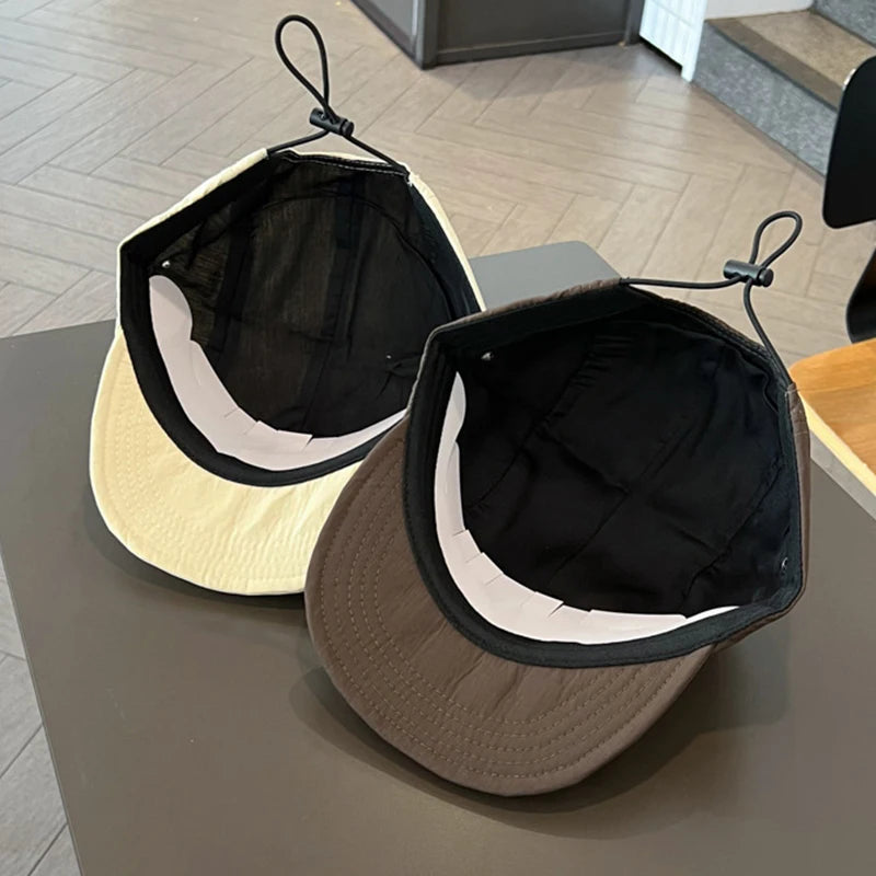Japanese Short Brim Embroidery Baseball Cap For Women Men