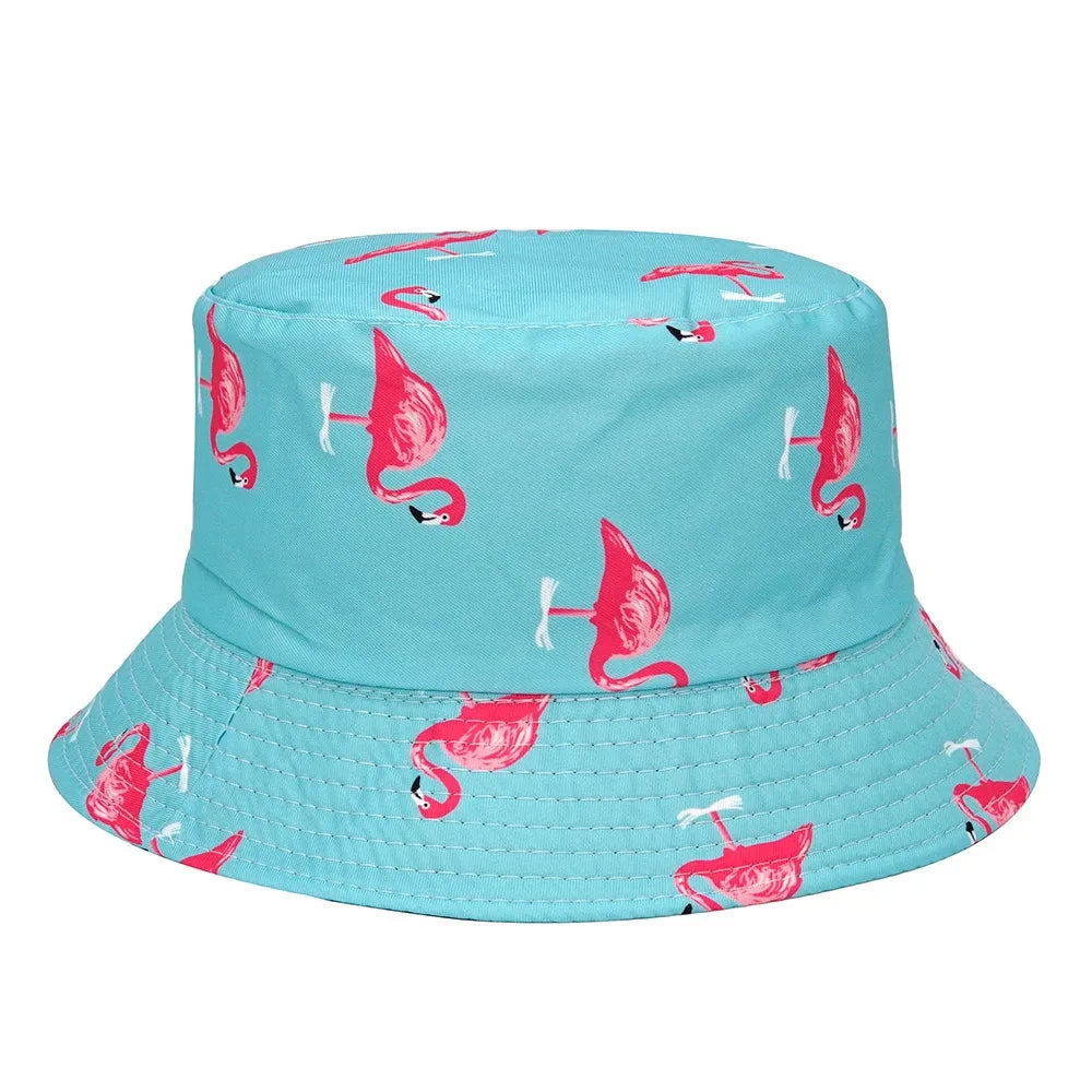 Panama Bucket Hat Men Women Summer Bucket Cap Flamingo Hat Bob Hat Hip Hop Gorros