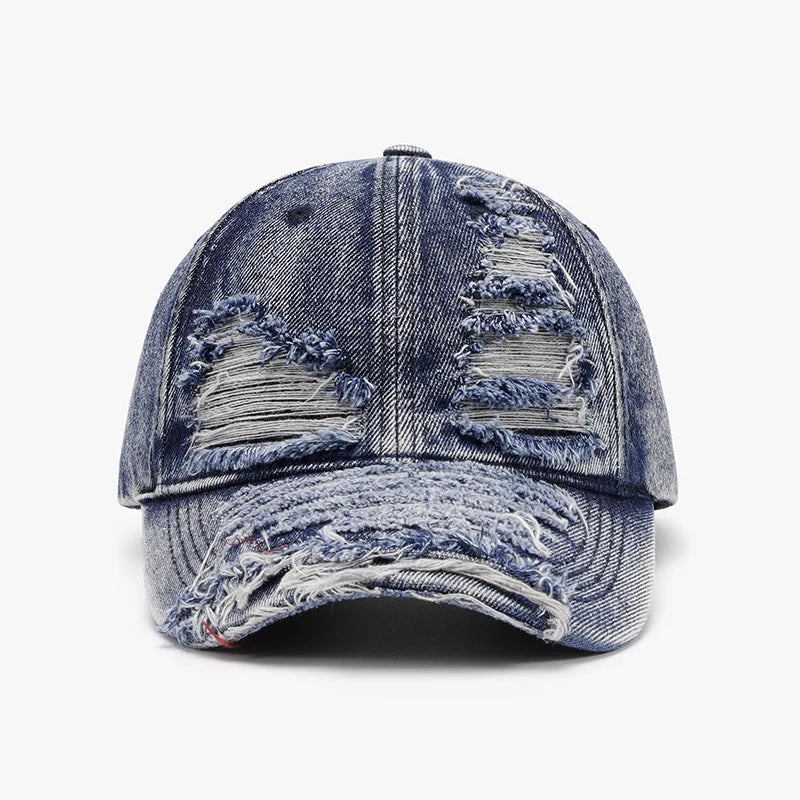 Men's Distressed Denim Baseball Cap