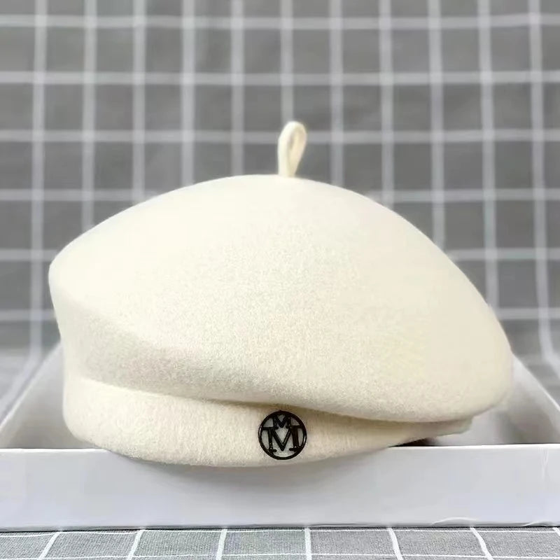 Classic Ladies Beret Hat Fancy Wool Felt Hat Warmer Winter Hat Cap