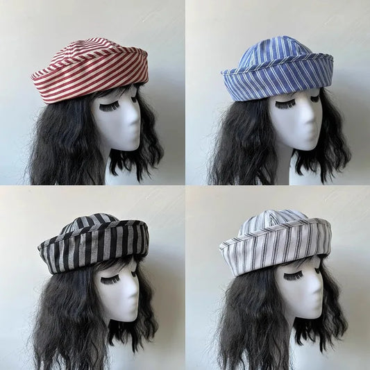Japanese Korean Style Stripe Bucket Hat