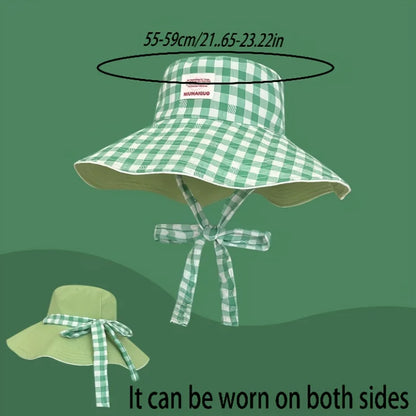Plaid Fisherman Hat Trendy Seaside Beach Sunshade Hat