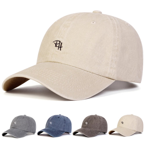 Unisex RH Letter Embroidery Wash Baseball Caps Spring and Autumn