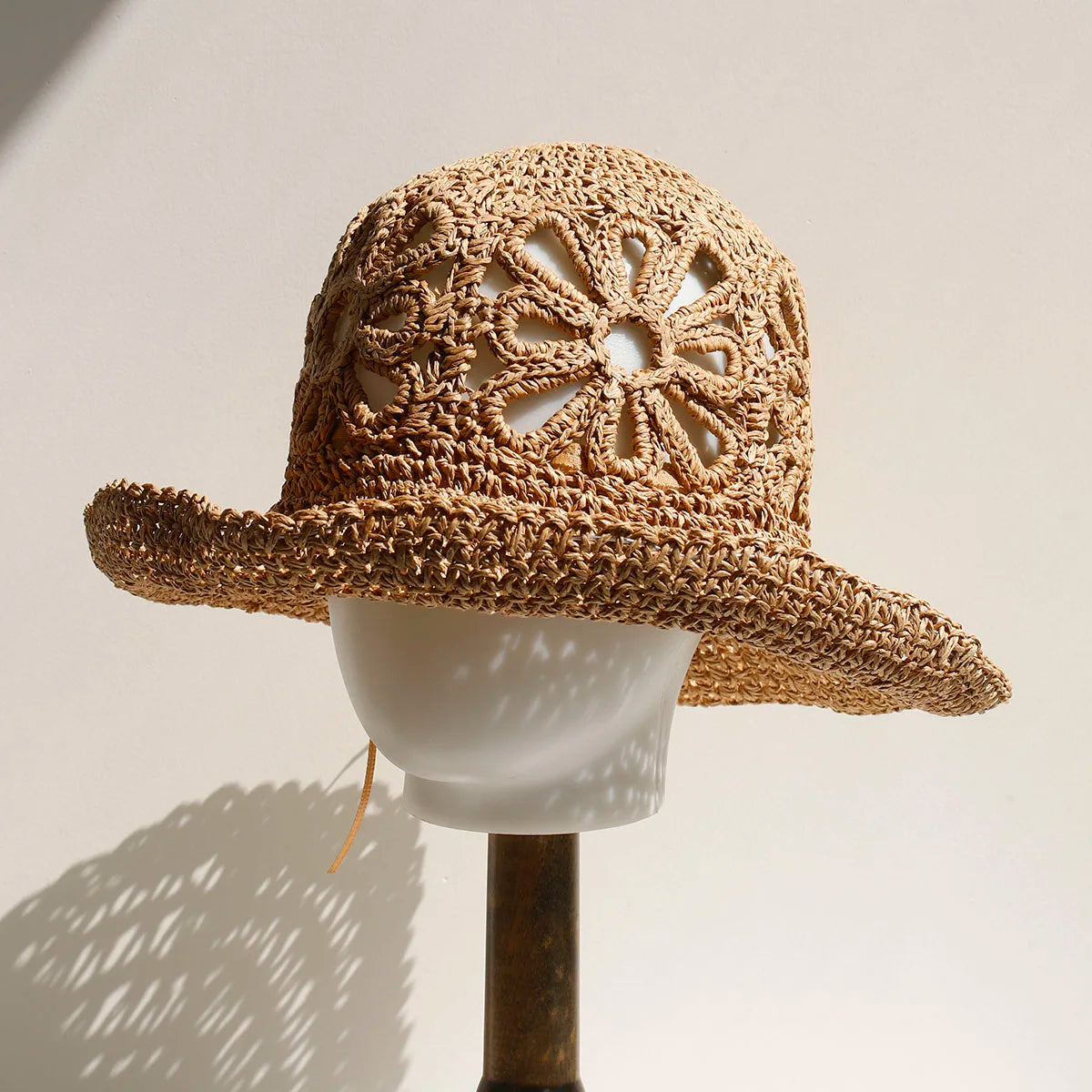 Women Beach Panama Straw Dome Bucket Hat