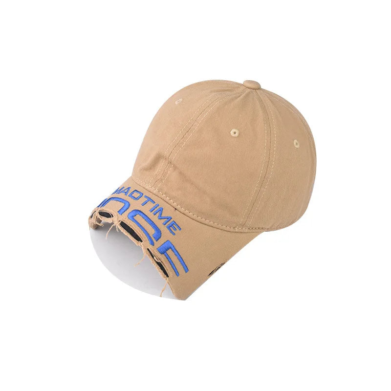 Baseball Cap Short Brim Hole Washing Snapback Hat