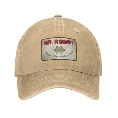 Computer With Sourires Anime Funny Mr Robot Custom Retro Cowboy Washed Baseball Caps