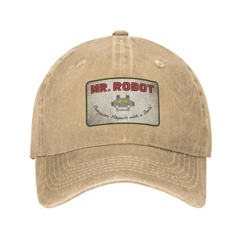 Computer With Sourires Anime Funny Mr Robot Custom Retro Cowboy Washed Baseball Caps