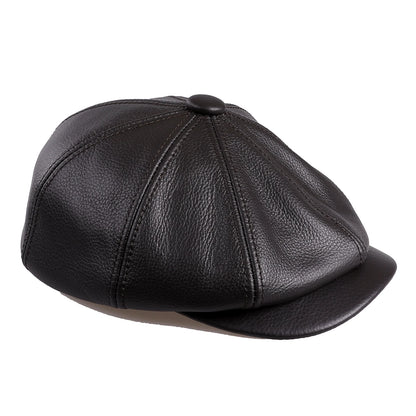 Men's Newsboy Flat Cap 100% Genuine Cowhide Leather