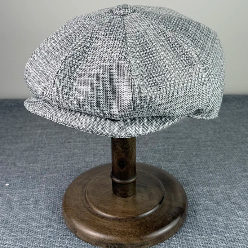 Summer Beret Homme Flax Newsboy Caps Breathable Octagonal Hat