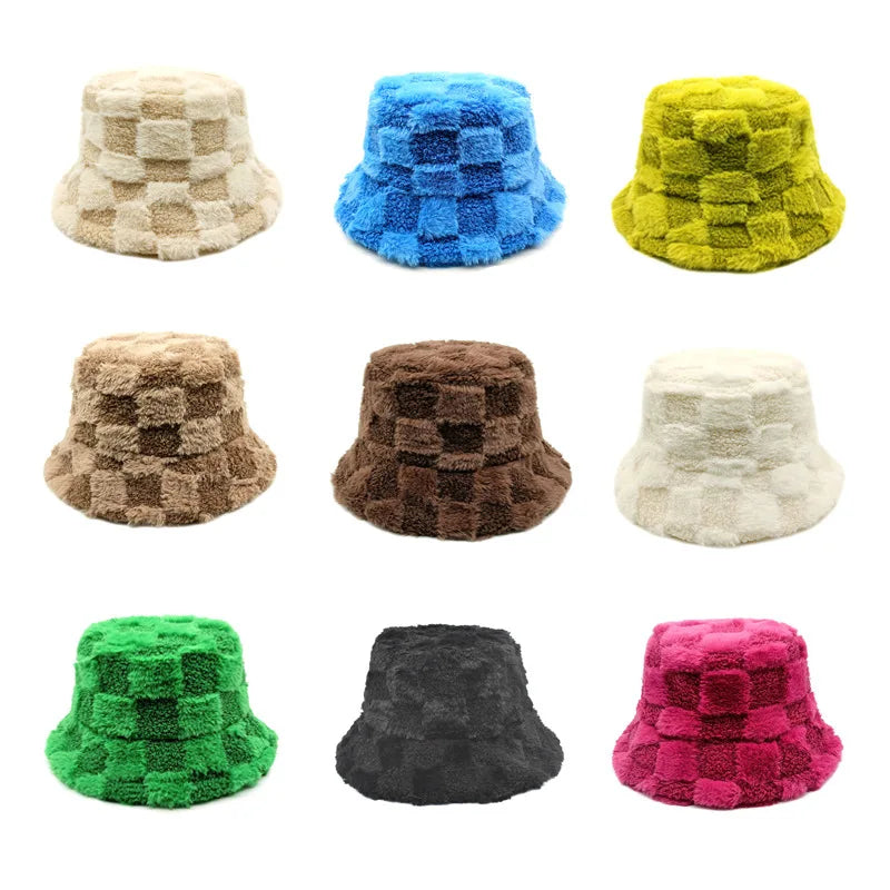 Chessboard Bucket Hat Autumn And Winter