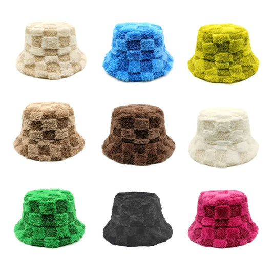 Chessboard Bucket Hat Autumn And Winter