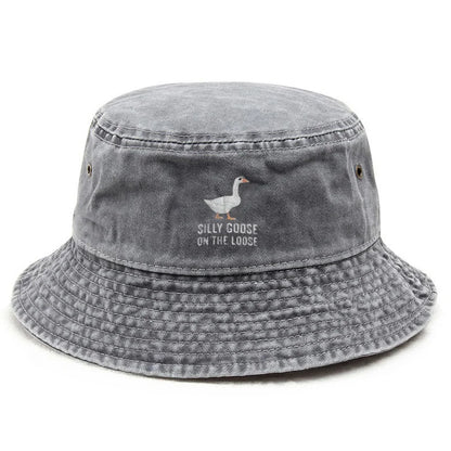 Silly Goose Washed Cotton Bucket Hat for Men Women Vintage