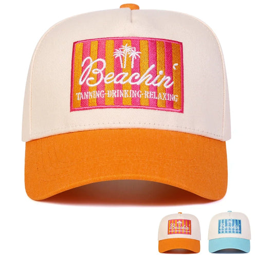 Unisex Beachin Letter Embroidery Baseball Caps Spring Autumn