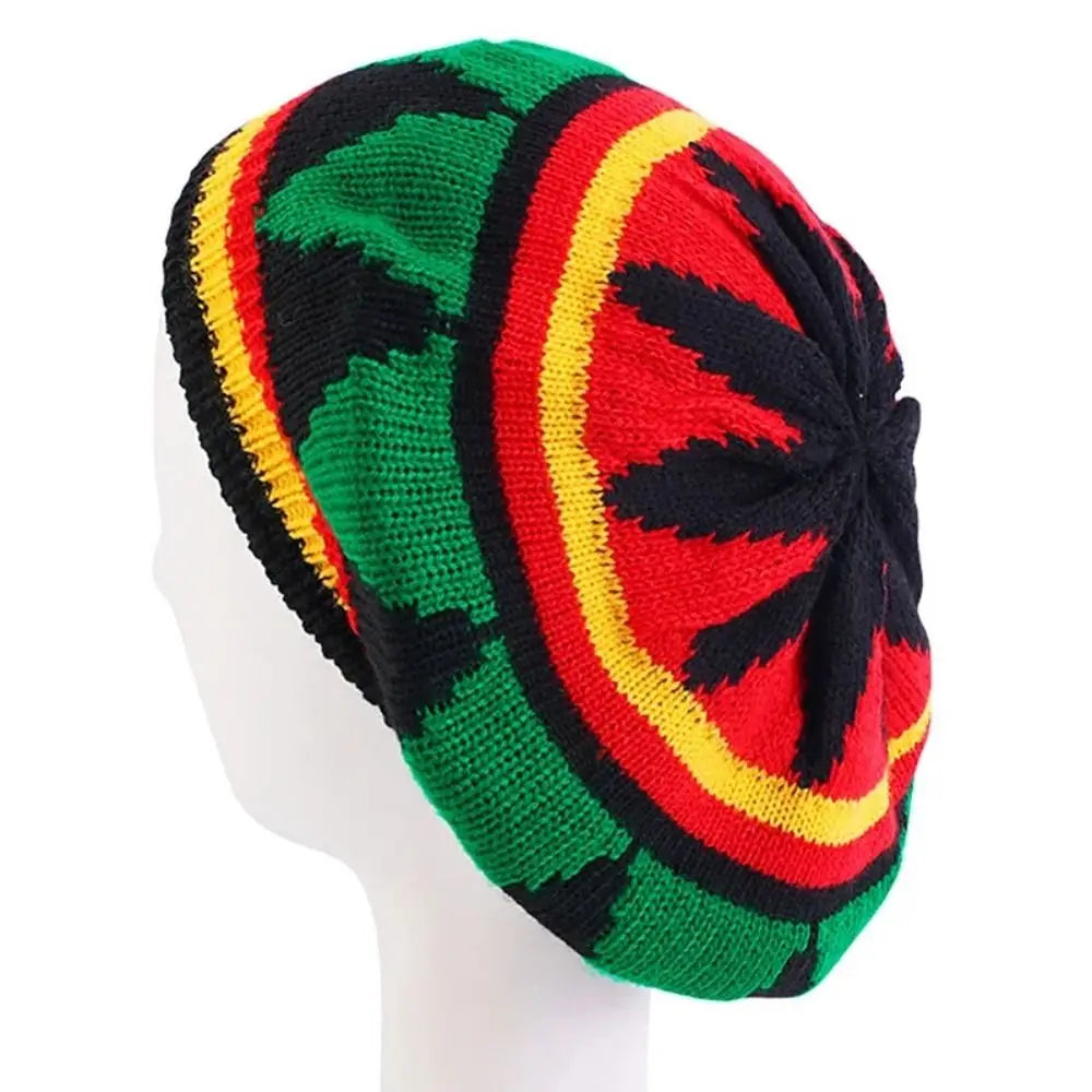 New Jamaican Reggae Loose Knitted Beanie Warm Wool Knitted Rainbow Hat