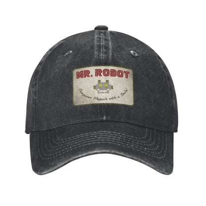 Computer With Sourires Anime Funny Mr Robot Custom Retro Cowboy Washed Baseball Caps