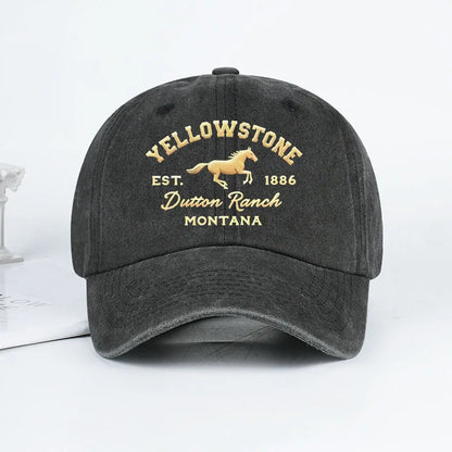 Yellowstone Horse Print Washed Baseball Cap Lightweight Breathable Adjustable Unisex Casual Cap
