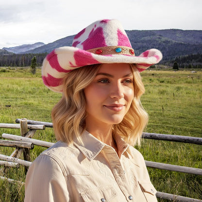 Trendy Fuzzy Cowgirl Hat For Women Men Western Hat
