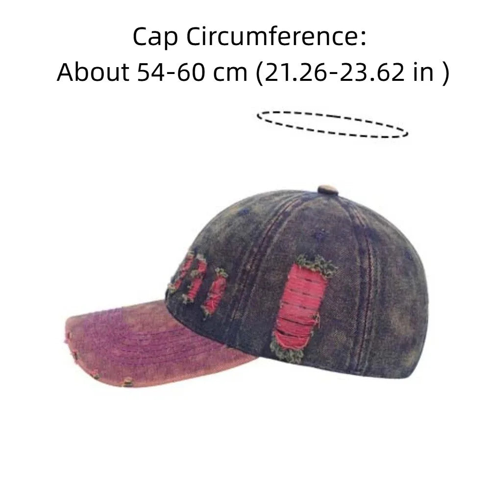 Adjustable Frayed Denim Baseball Cap
