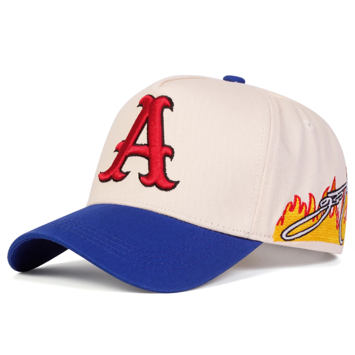 Unisex A Letter Embroidery Side Flame Baseball Caps Outdoor Adjustable Casual Hats Sunscreen Hat
