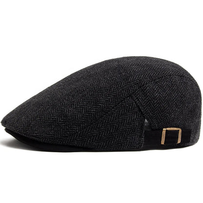 New Herringbone Vintage Beret Men Autumn Winter Casual Flat Visor Hat