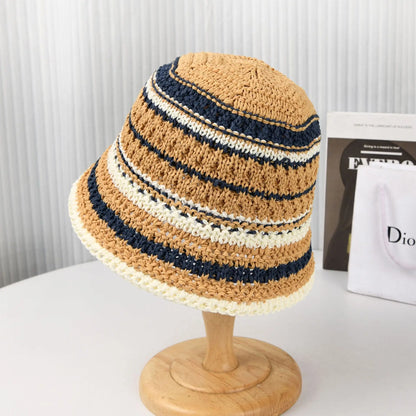 Korean New Striped Beach Vacation Fisherman Hat