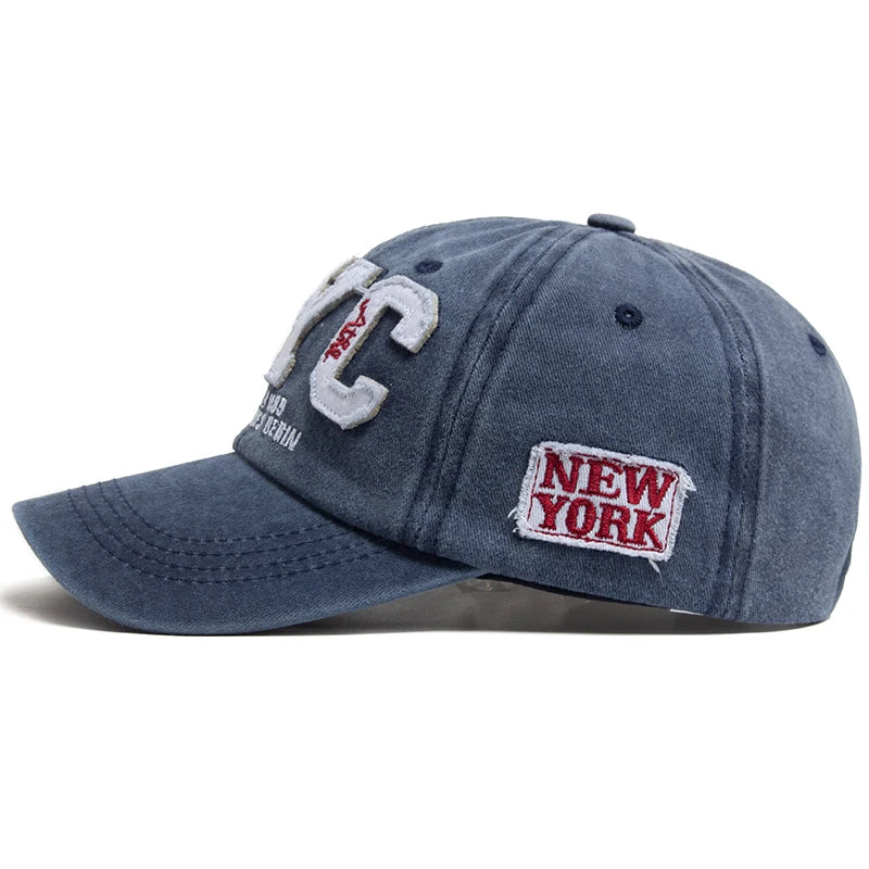 New Vintage Big Letter NYC Baseball Cap Men Cotton Washed Spring Autumn