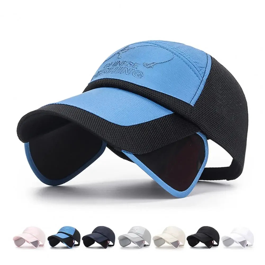 Adjustable Sun Visor Hat Retractable Brim Fishing Cap Quick-Drying Breathable Mesh