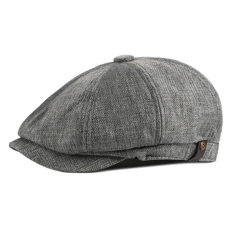 Classic Linen Berets Hats For Men Summer Breathable Newsboy Caps