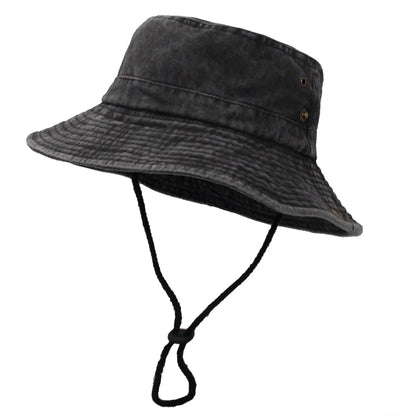 Wide Brim Bucket Hat For Men And Women Washed Solid Cotton