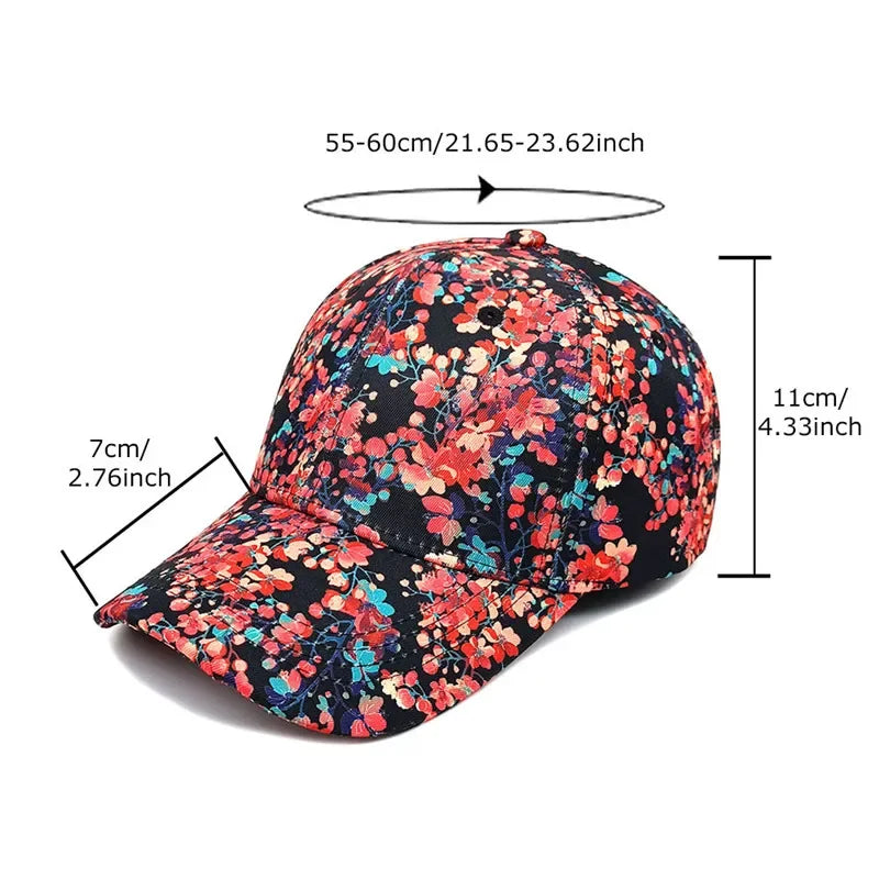 Four Seasons Polyester Flower Print Casquette Baseball Cap