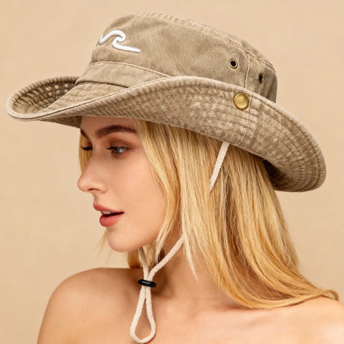 Wave Embroidered Fisherman Hats